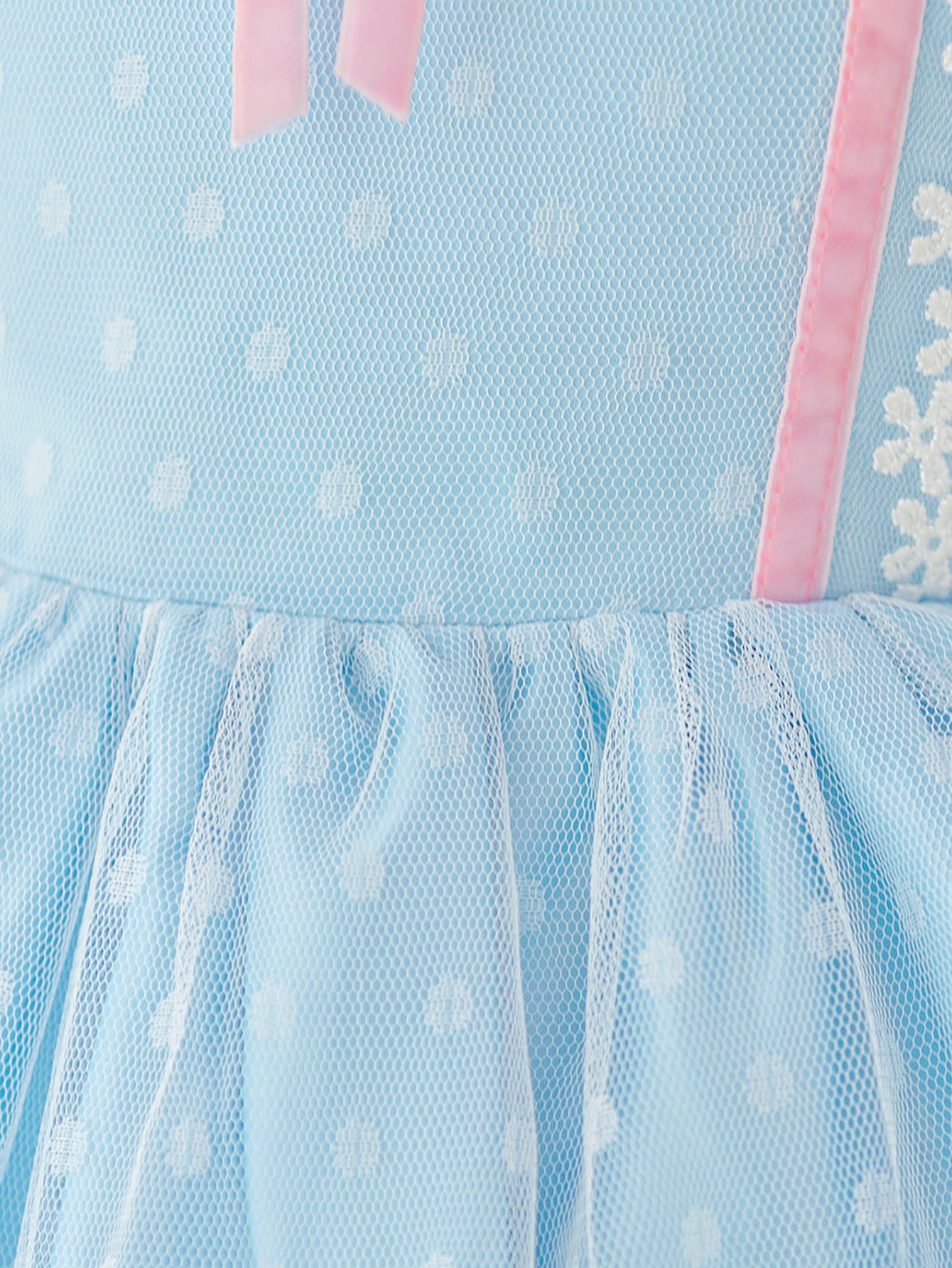 Light Blue Princess Puffy Ball Gown Dress with Lace & Bow for Girls (9M-4Y)