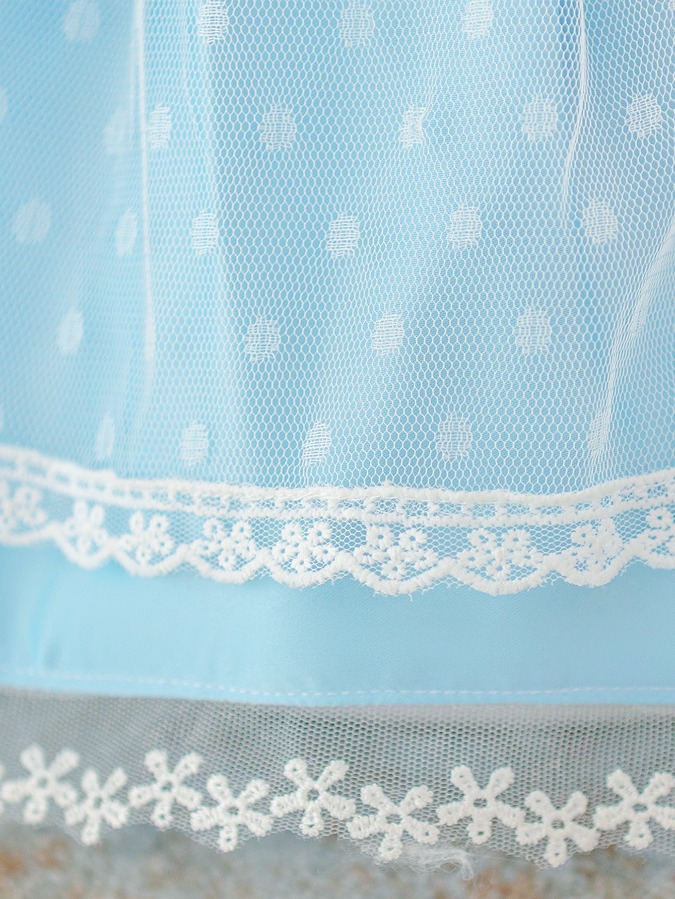 Light Blue Princess Puffy Ball Gown Dress with Lace & Bow for Girls (9M-4Y)