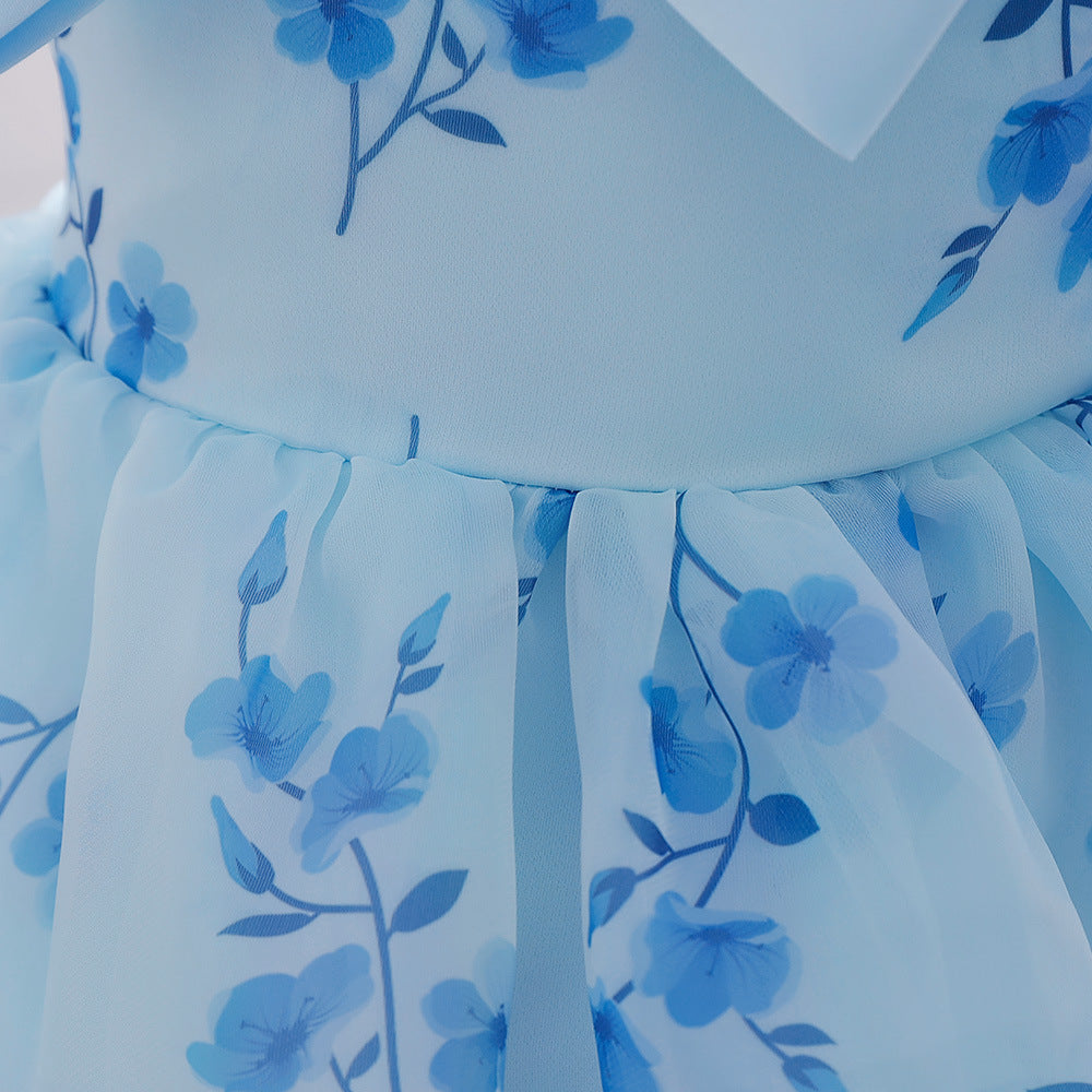 Light Blue Floral A-Line High-Low Tulle Dress for Baby Girls (9-24M) – Party & Wedding Princess Gown