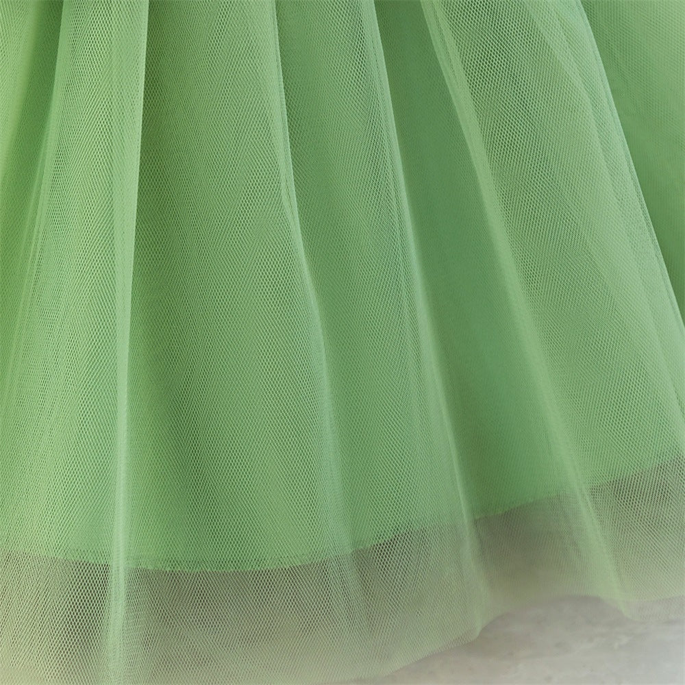 Light Green Embroidered A-Line Flower Girl Dress – Kids Party Princess Gown