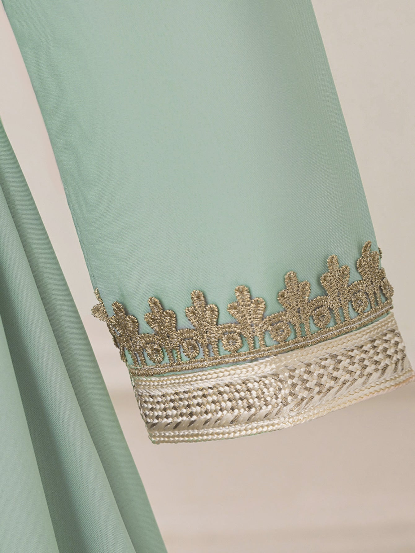 Light Green Lace A-Line Maxi Dress for Girls with V-Neck & Long Sleeves