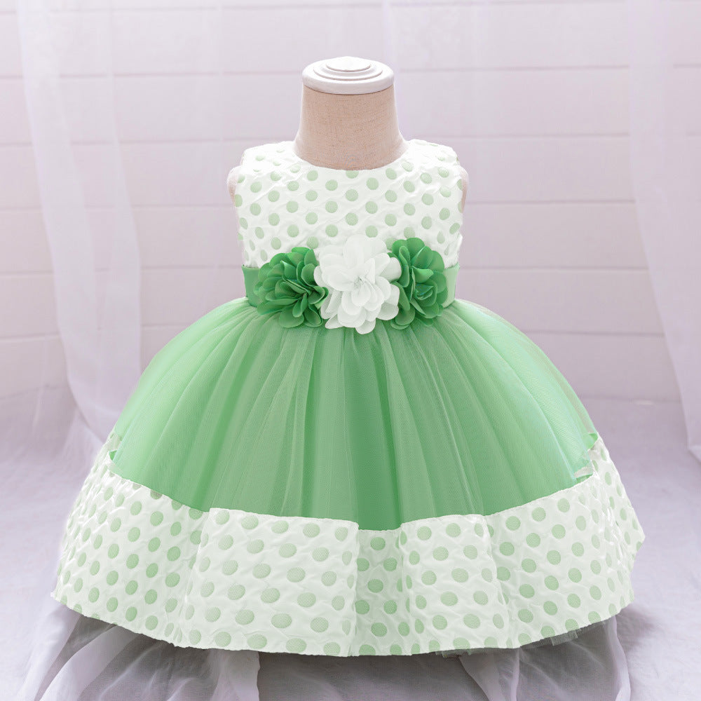 Cute Light Green Tulle Flower Girl Dress with Ruffles for Parties & Weddings