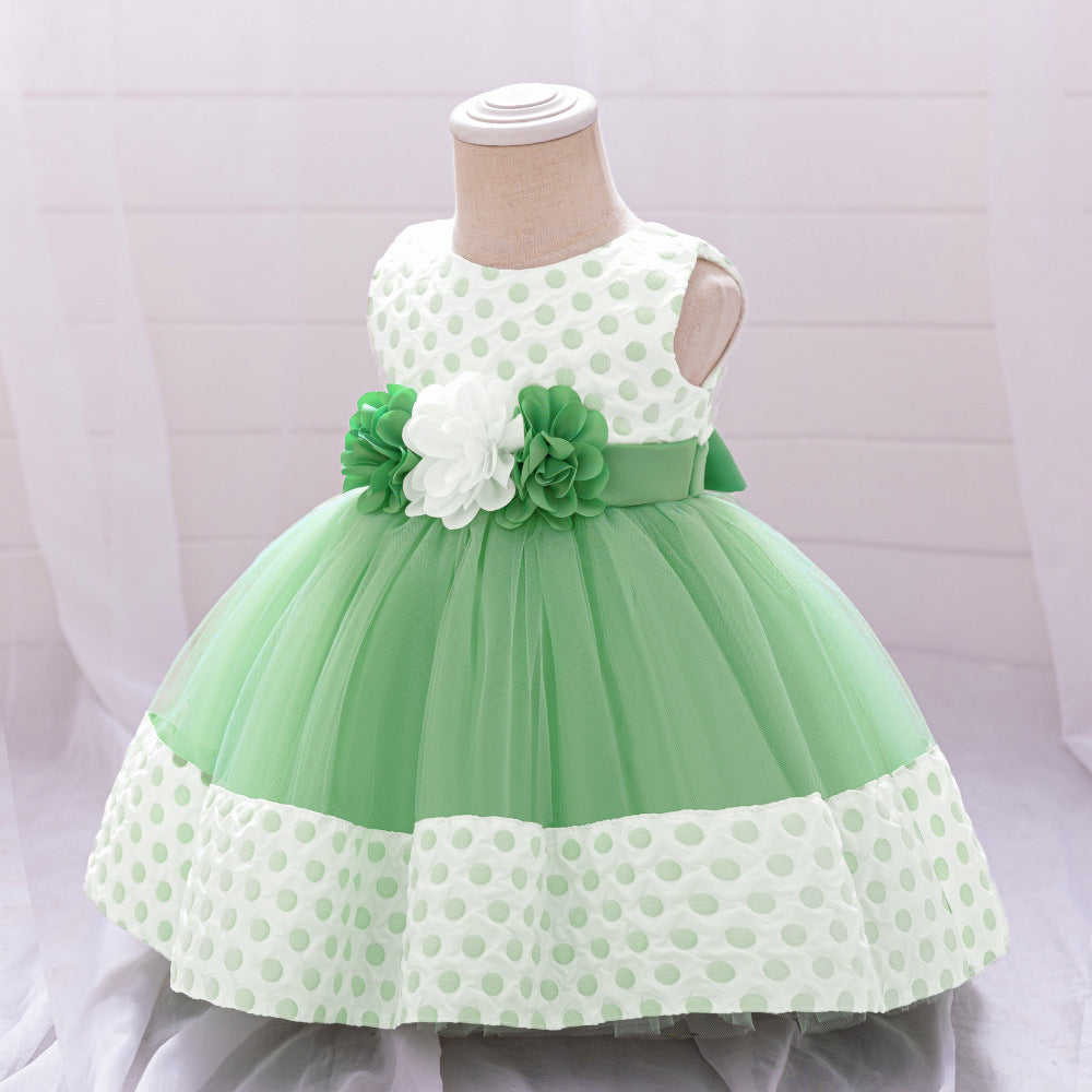 Cute Light Green Tulle Flower Girl Dress with Ruffles for Parties & Weddings