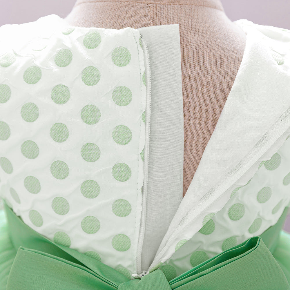 Cute Light Green Tulle Flower Girl Dress with Ruffles for Parties & Weddings