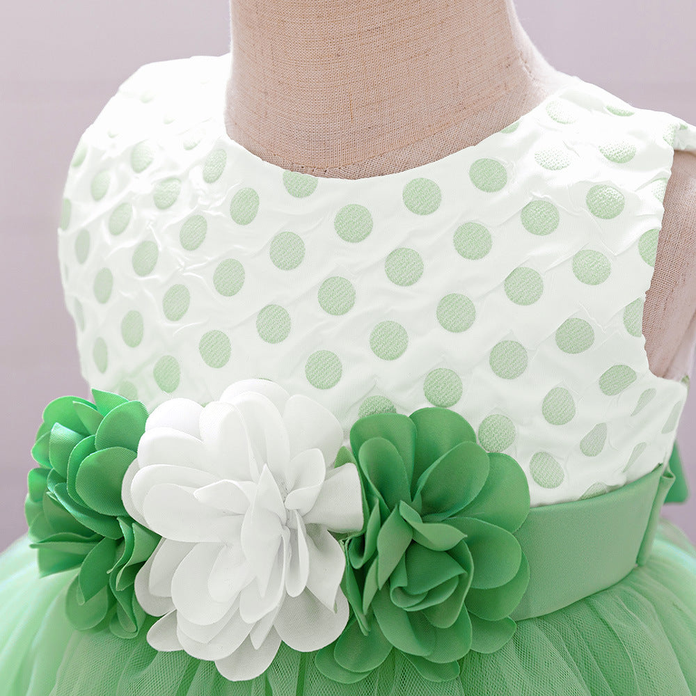 Cute Light Green Tulle Flower Girl Dress with Ruffles for Parties & Weddings
