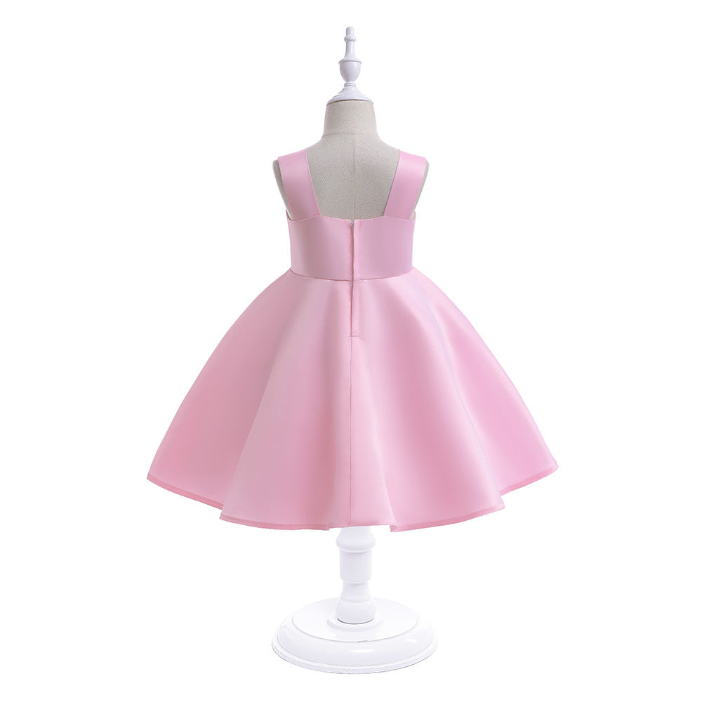 Light Pink A-line Flower Girl Dress – Satin Princess Dress for Girls 3-8 Years