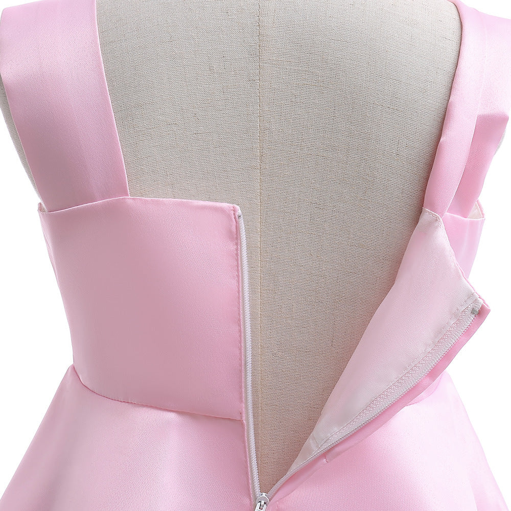 Light Pink A-line Flower Girl Dress – Satin Princess Dress for Girls 3-8 Years