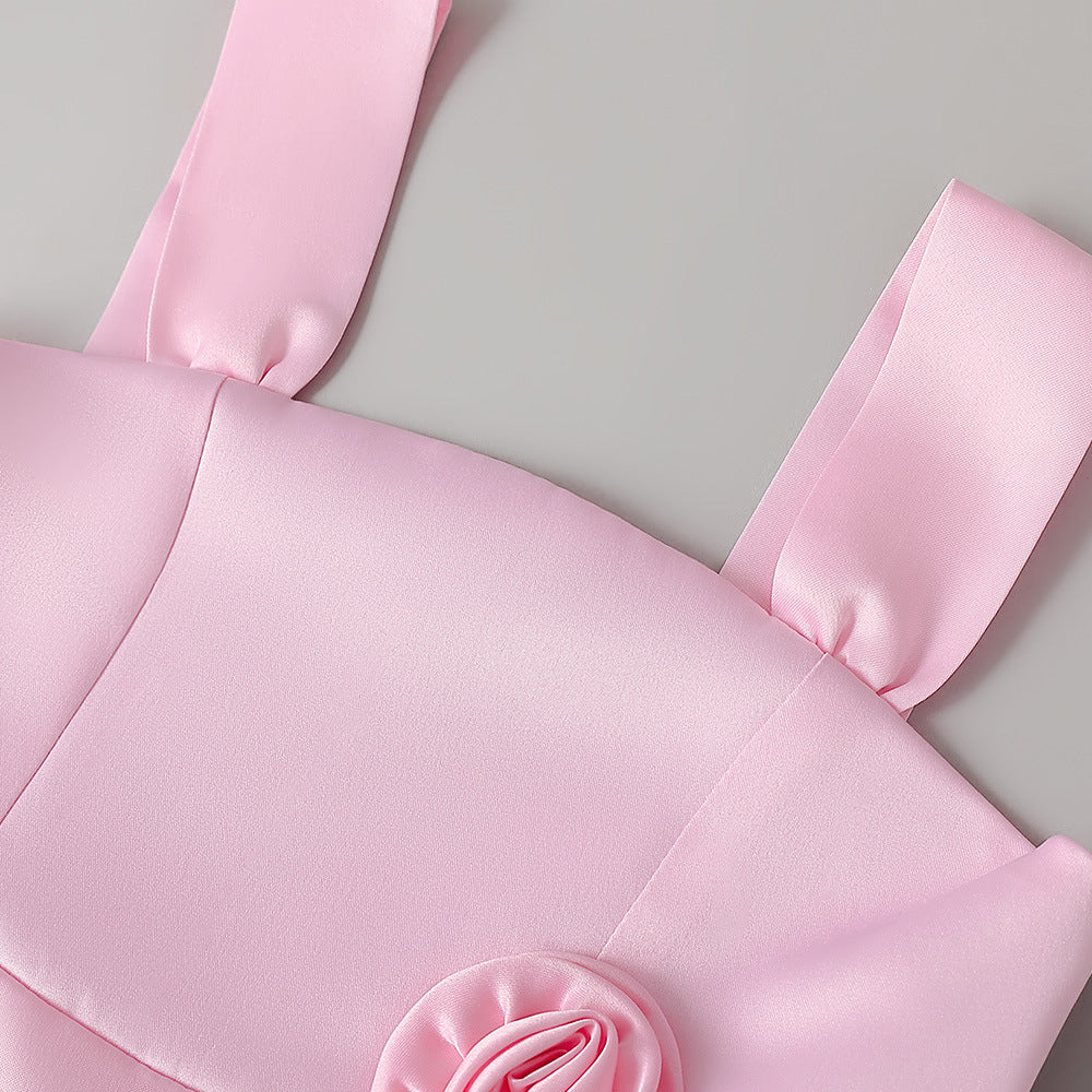 Light Pink A-line Flower Girl Dress – Satin Princess Dress for Girls 3-8 Years