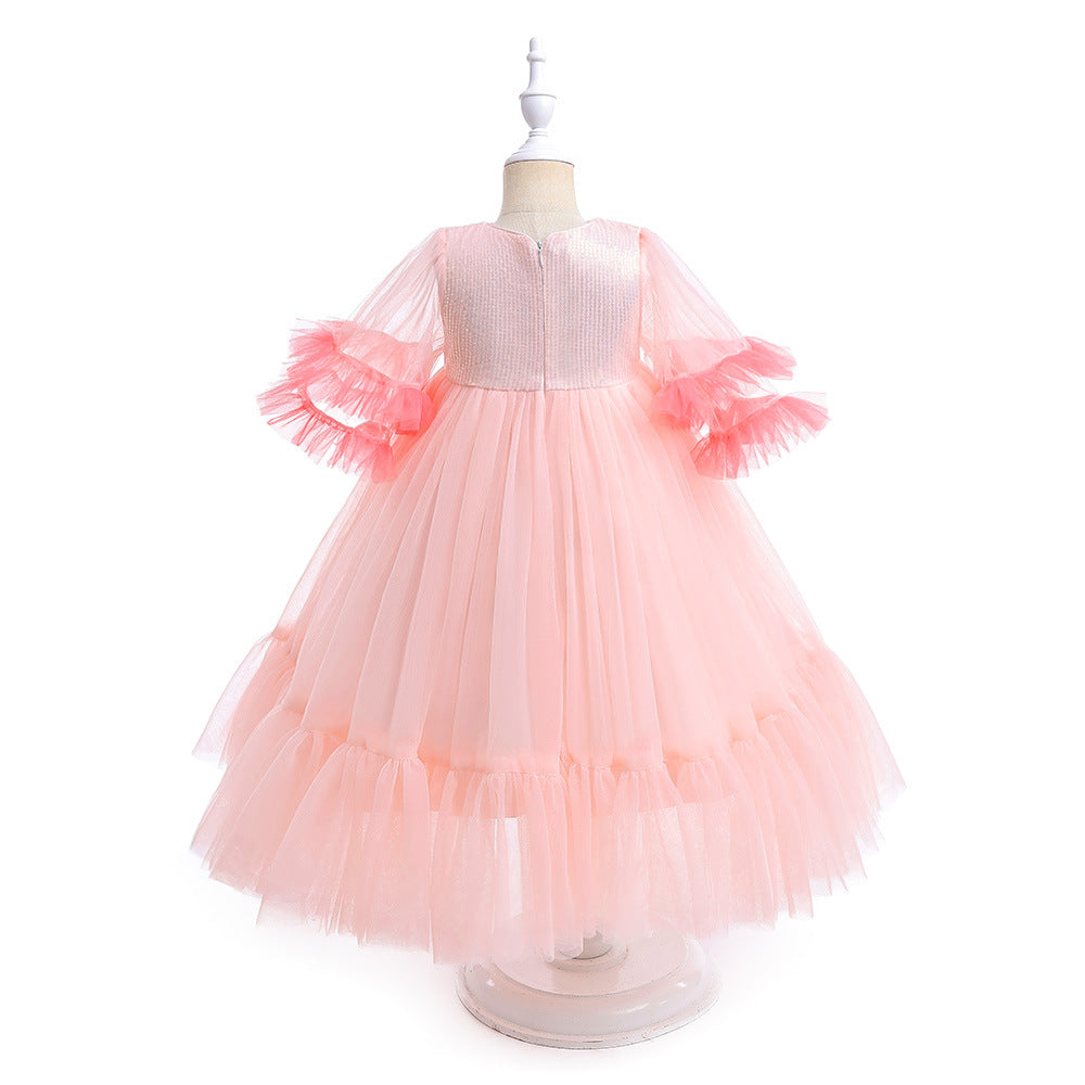 Light Pink Sequin Tulle A-Line Dress for Girls, Party & Formal