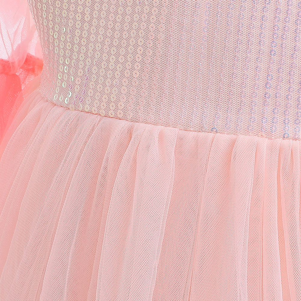 Light Pink Sequin Tulle A-Line Dress for Girls, Party & Formal