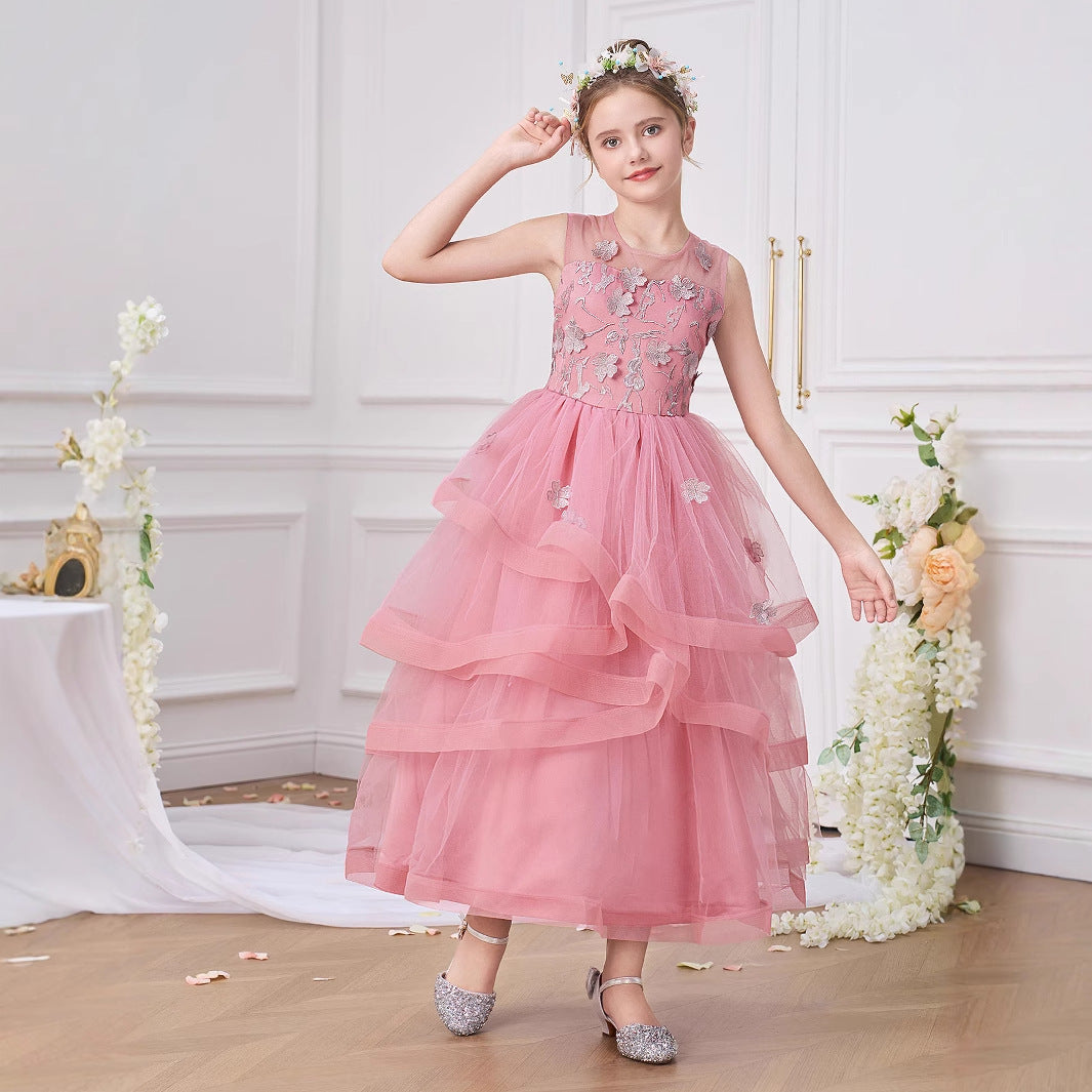 Light Pink Tulle A-Line Princess Dress for Girls – Cute & Playful Party Gown