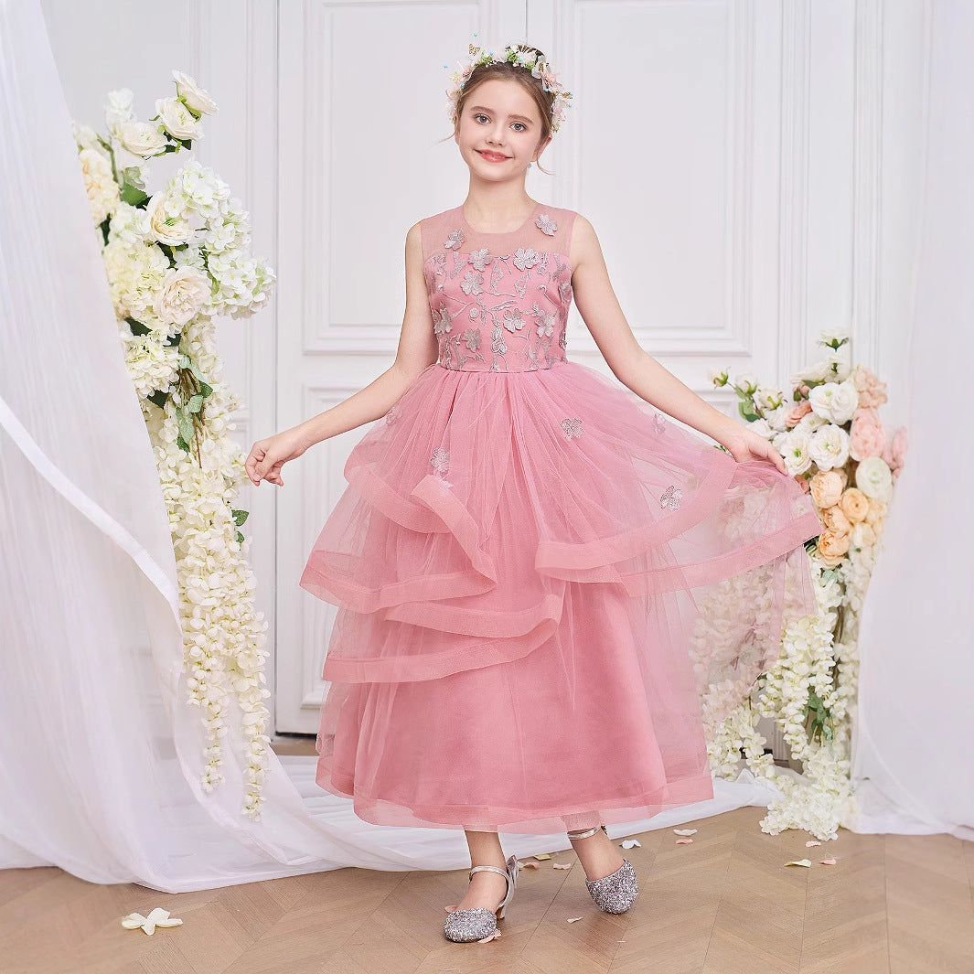 Light Pink Tulle A-Line Princess Dress for Girls – Cute & Playful Party Gown