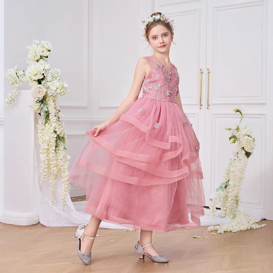 Light Pink Tulle A-Line Princess Dress for Girls – Cute & Playful Party Gown