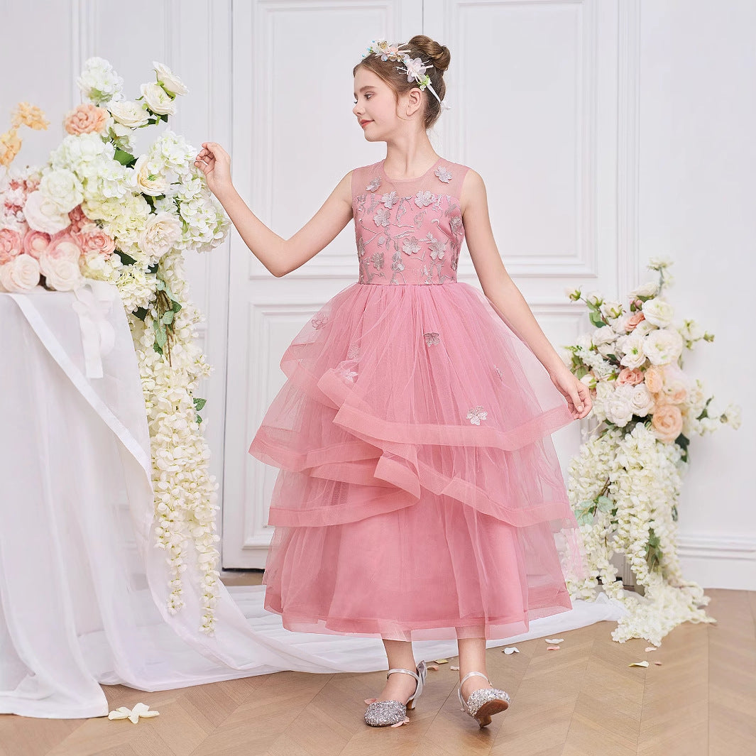 Light Pink Tulle A-Line Princess Dress for Girls – Cute & Playful Party Gown