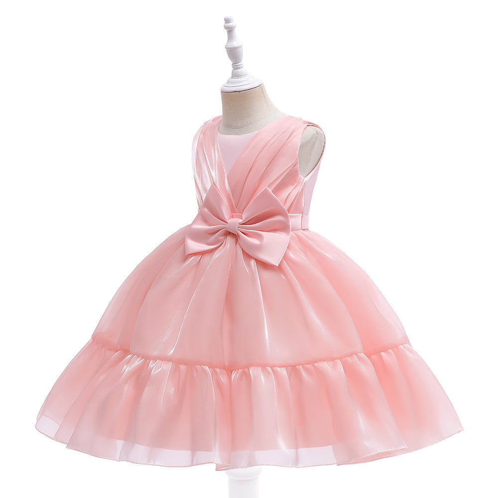 Light Pink Bow Princess Dress for Girls | Kids Party & Flower Girl Dress