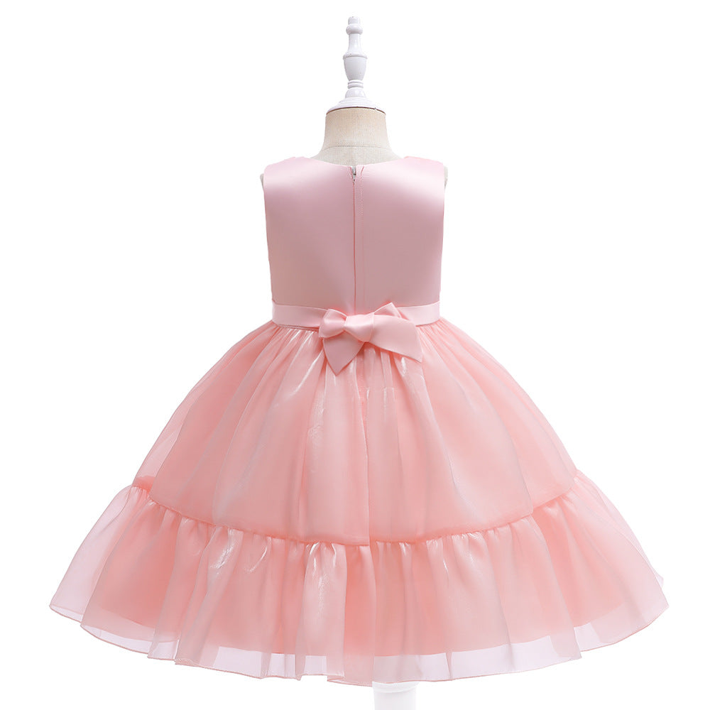 Light Pink Bow Princess Dress for Girls | Kids Party & Flower Girl Dress