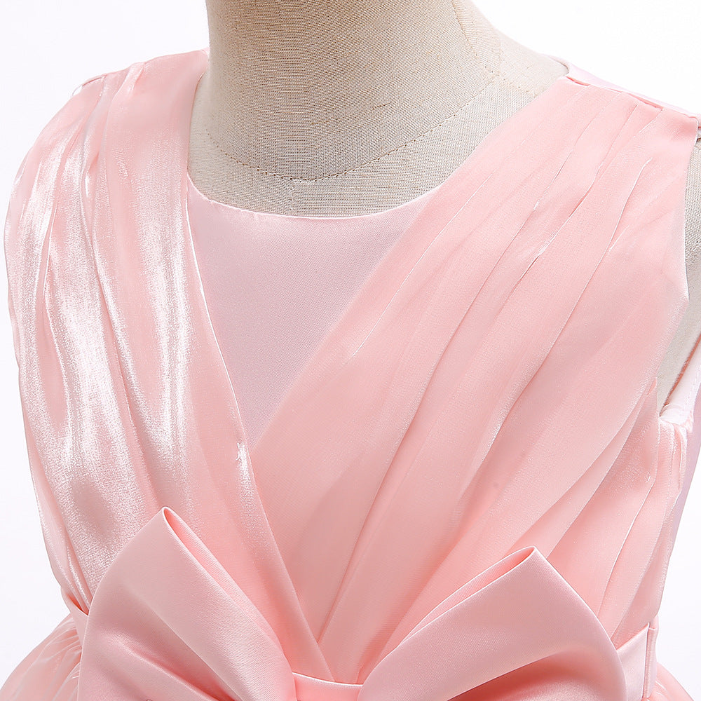 Light Pink Bow Princess Dress for Girls | Kids Party & Flower Girl Dress