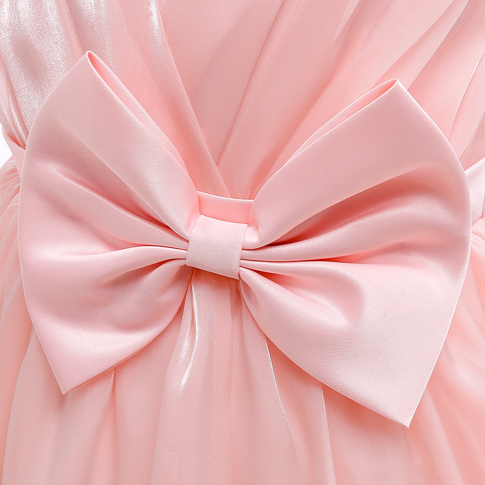 Light Pink Bow Princess Dress for Girls | Kids Party & Flower Girl Dress