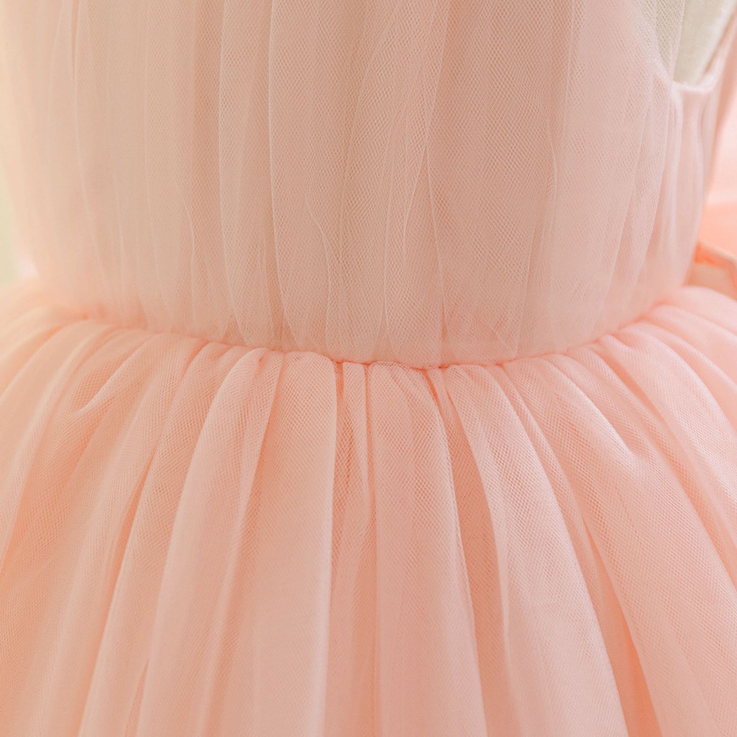 Cute High-Low Tulle Appliqué Dress with Bow for Girls – Light Pink Party & Wedding Gown