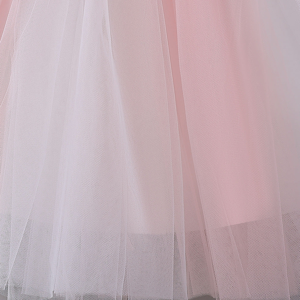 Light Pink Tulle A-Line Off Shoulder Dress for Girls | Party & Wedding
