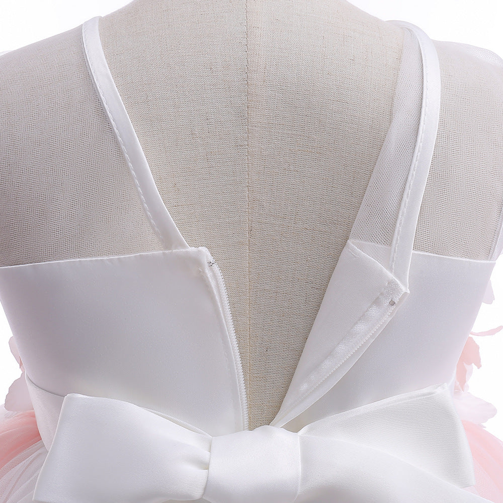 Light Pink Tulle A-Line Off Shoulder Dress for Girls | Party & Wedding