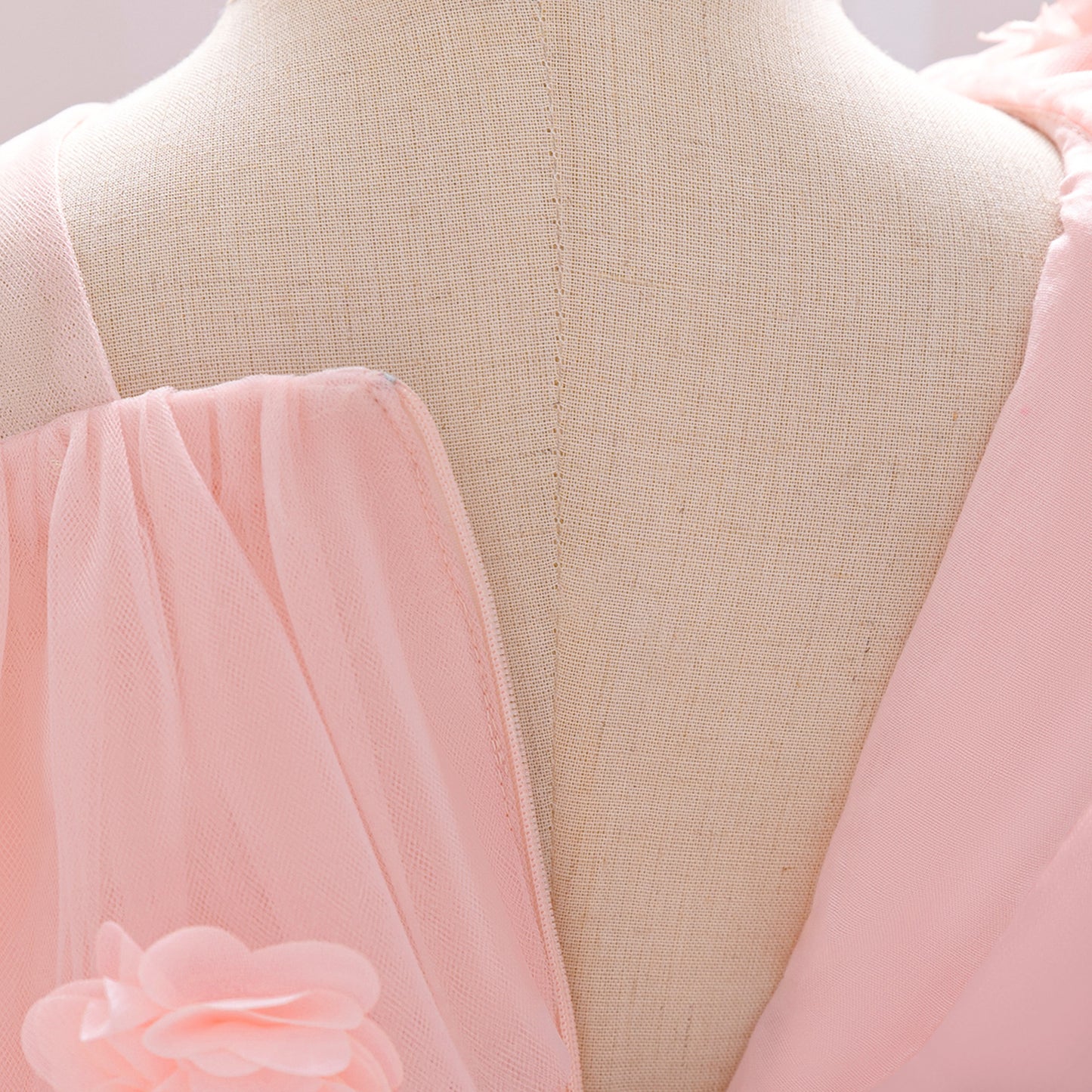 Cute Puffy Tulle Off-Shoulder Ball Gown Dress for Girls - Light Pink Tea-Length Party Dress