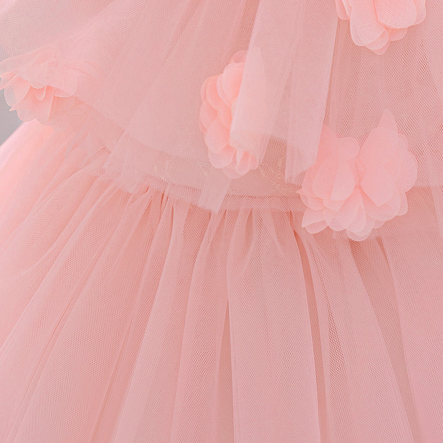 Cute Puffy Tulle Off-Shoulder Ball Gown Dress for Girls - Light Pink Tea-Length Party Dress