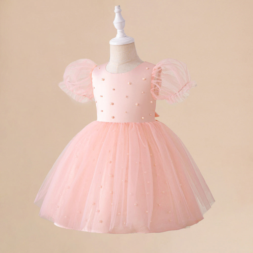Light Pink Princess A-Line Tulle Dress for Girls, Ages 3-8, Sequins & Ruffles | Party & Flower Girl Outfit