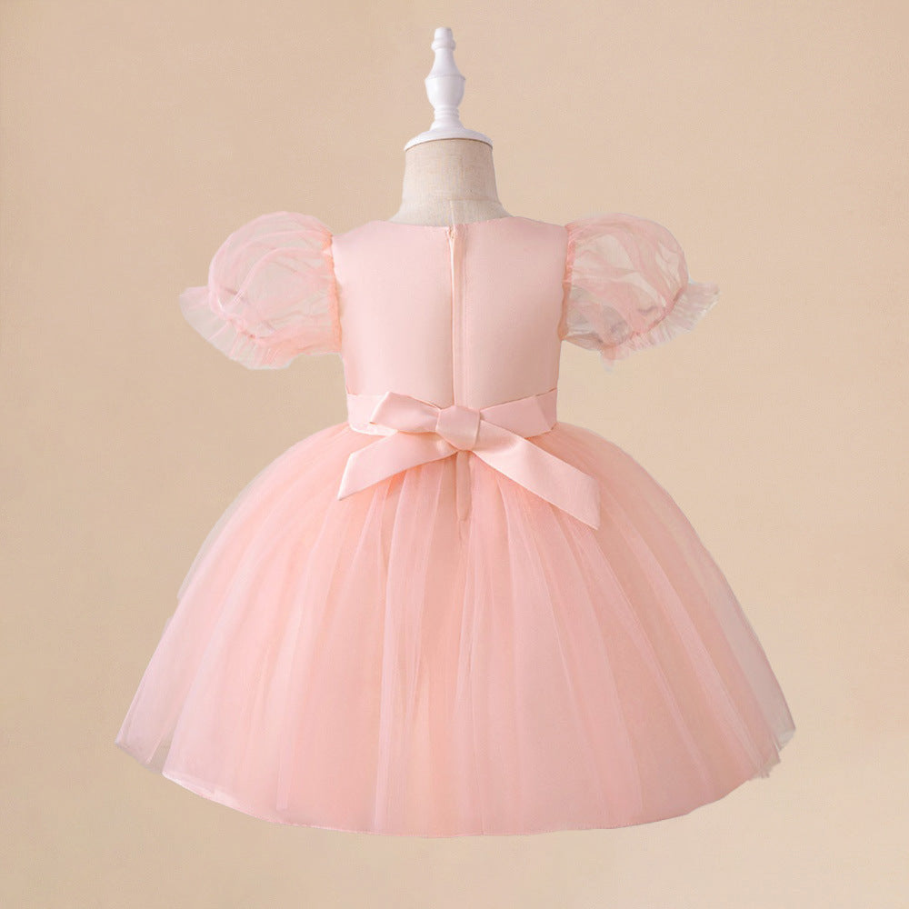 Light Pink Princess A-Line Tulle Dress for Girls, Ages 3-8, Sequins & Ruffles | Party & Flower Girl Outfit
