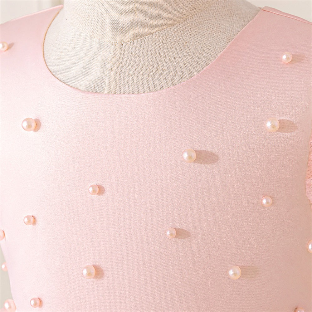 Light Pink Princess A-Line Tulle Dress for Girls, Ages 3-8, Sequins & Ruffles | Party & Flower Girl Outfit
