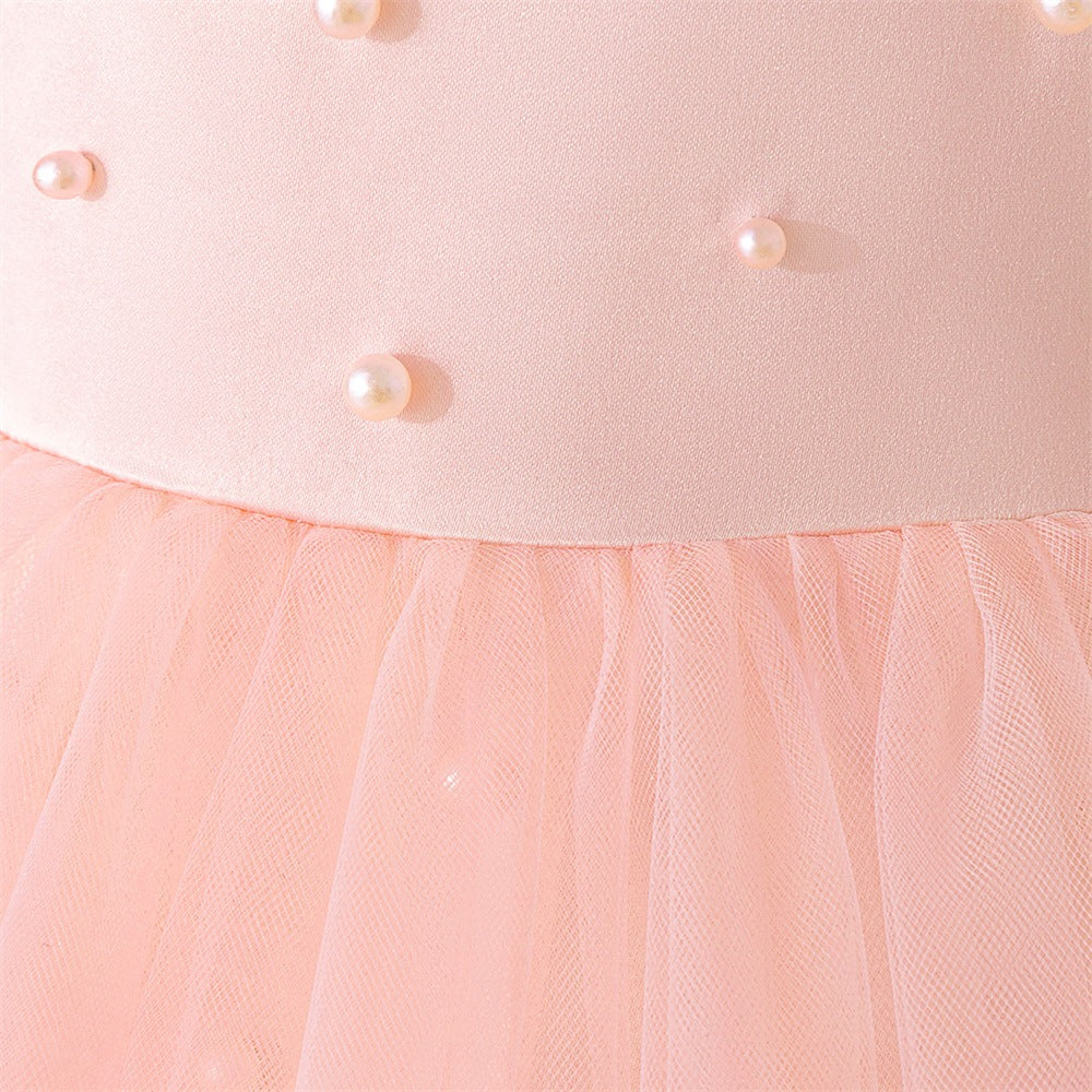 Light Pink Princess A-Line Tulle Dress for Girls, Ages 3-8, Sequins & Ruffles | Party & Flower Girl Outfit