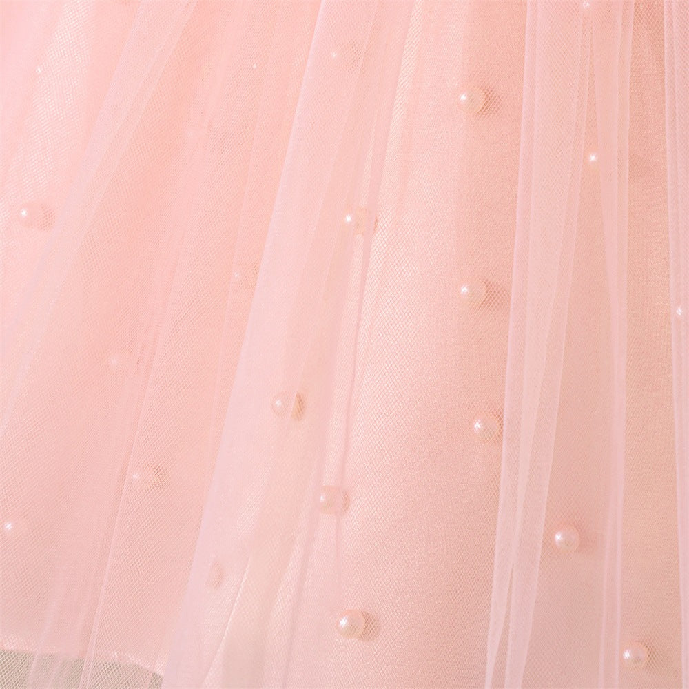 Light Pink Princess A-Line Tulle Dress for Girls, Ages 3-8, Sequins & Ruffles | Party & Flower Girl Outfit