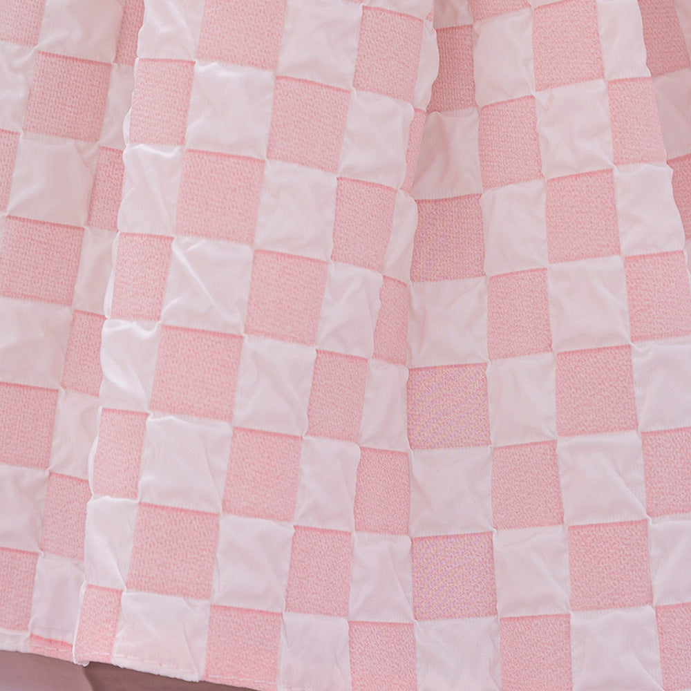 Light Pink A-Line Princess Puff Sleeve Dress for Girls – Party & Wedding Outfit