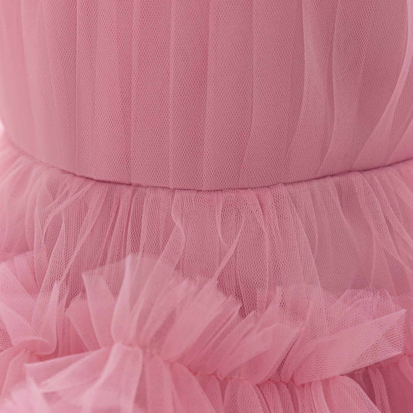 Light Pink Puffy Tulle High-Low Dress for Girls | Sweetheart Neck Ball Gown