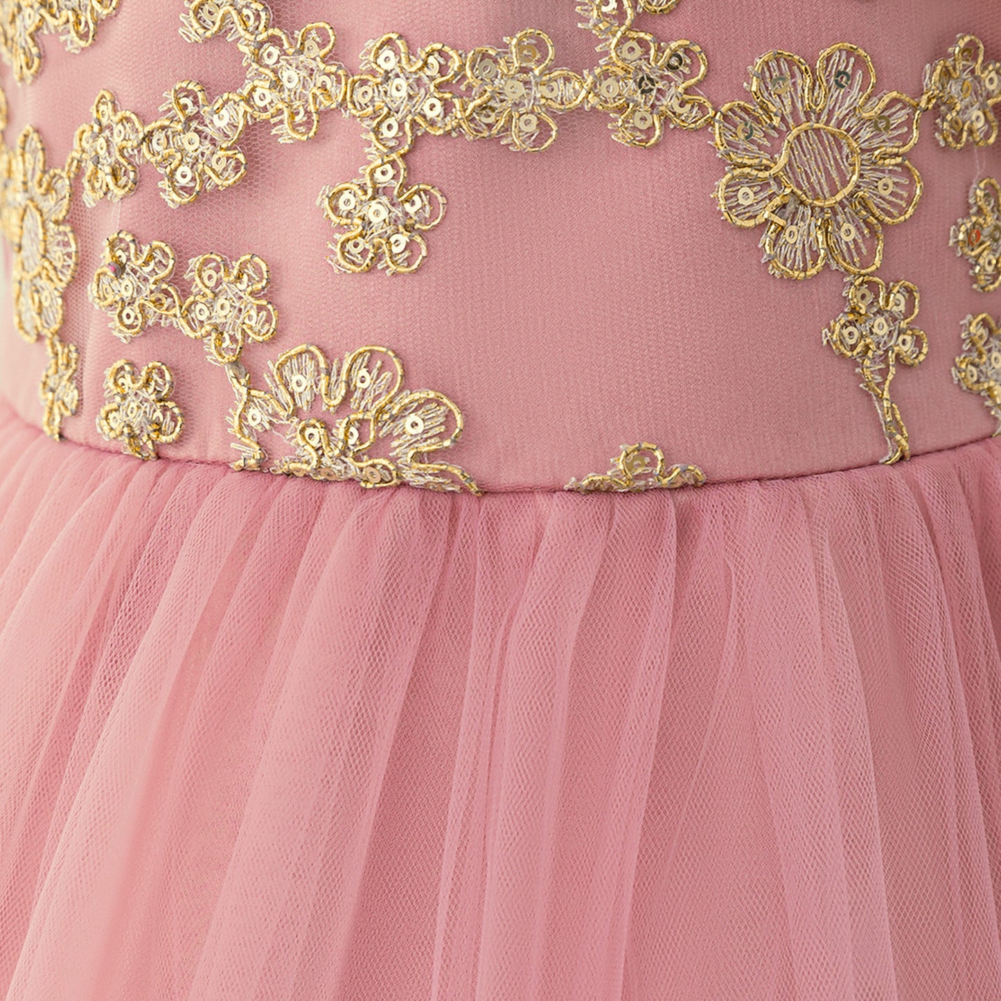 Frocklet Light Pink Puffy Princess Lace Dress for Girls – Tea Length Ball Gown 6