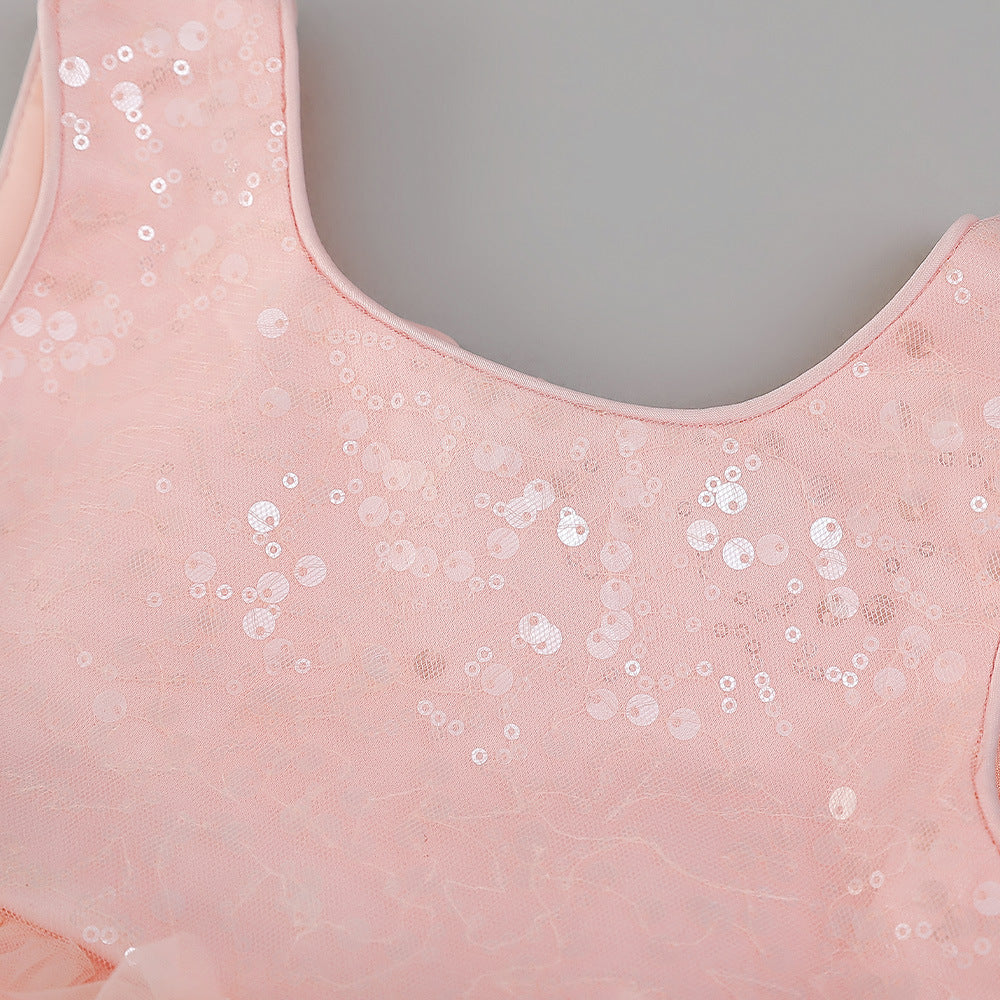 Light Pink Puffy Sequin Party Dress for Girls | Ball Gown Birthday & Flower Girl Dress