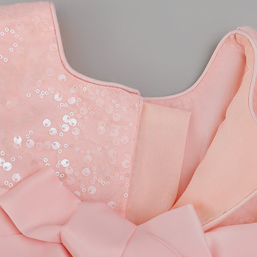 Light Pink Puffy Sequin Party Dress for Girls | Ball Gown Birthday & Flower Girl Dress