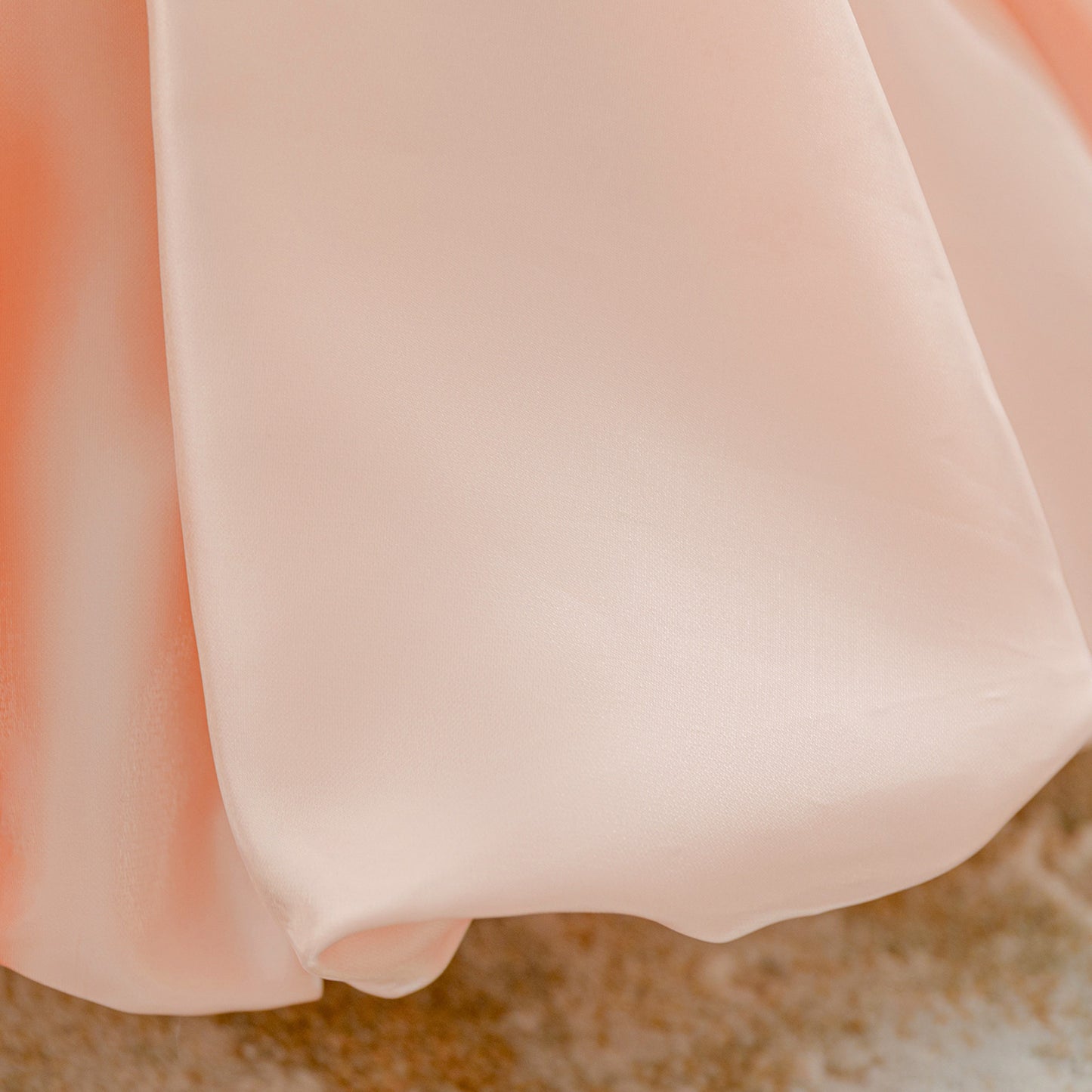 Light Pink Princess Ball Gown with Puffy Sleeves for Girls – Satin Lace Applique Dress