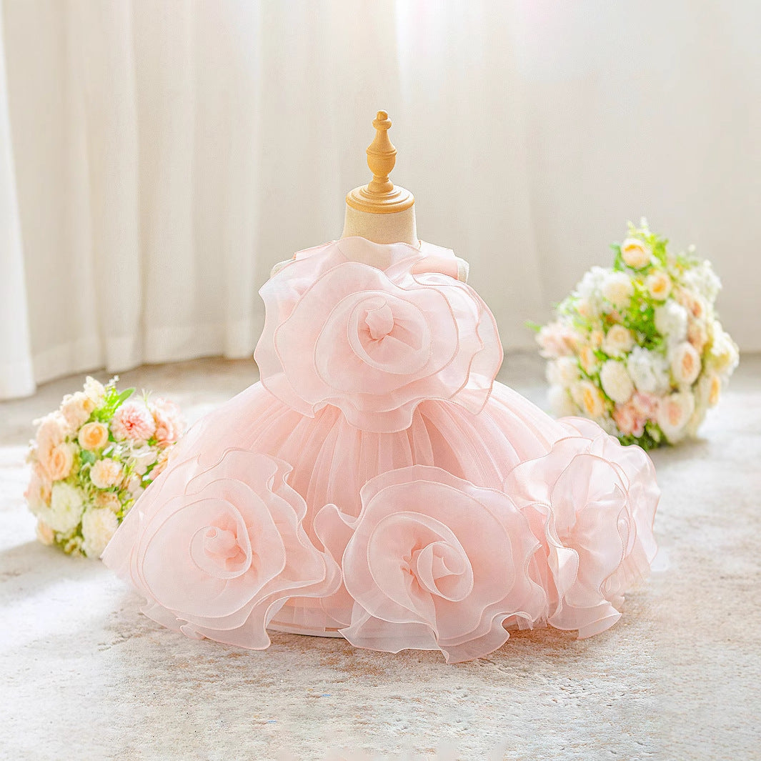 Light Pink Tulle Puff Ball Gown Dress for Kids – Cute Party & Flower Girl Outfit