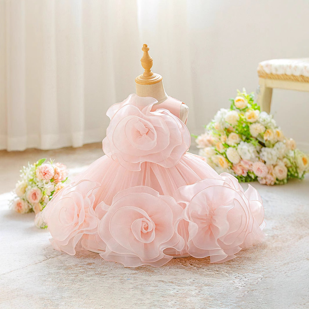 Light Pink Tulle Puff Ball Gown Dress for Kids – Cute Party & Flower Girl Outfit