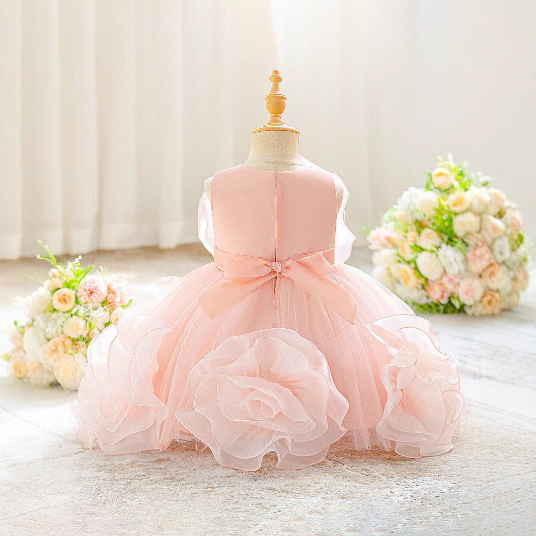 Light Pink Tulle Puff Ball Gown Dress for Kids – Cute Party & Flower Girl Outfit