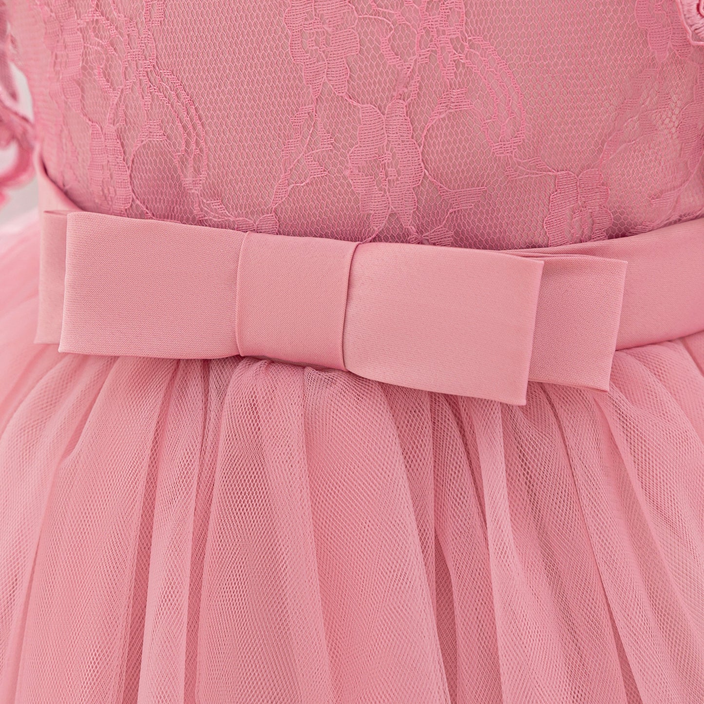 Frocklet Cute Light Pink Puffy Tulle Lace Flower Girl Dress for Baby and Toddler 6