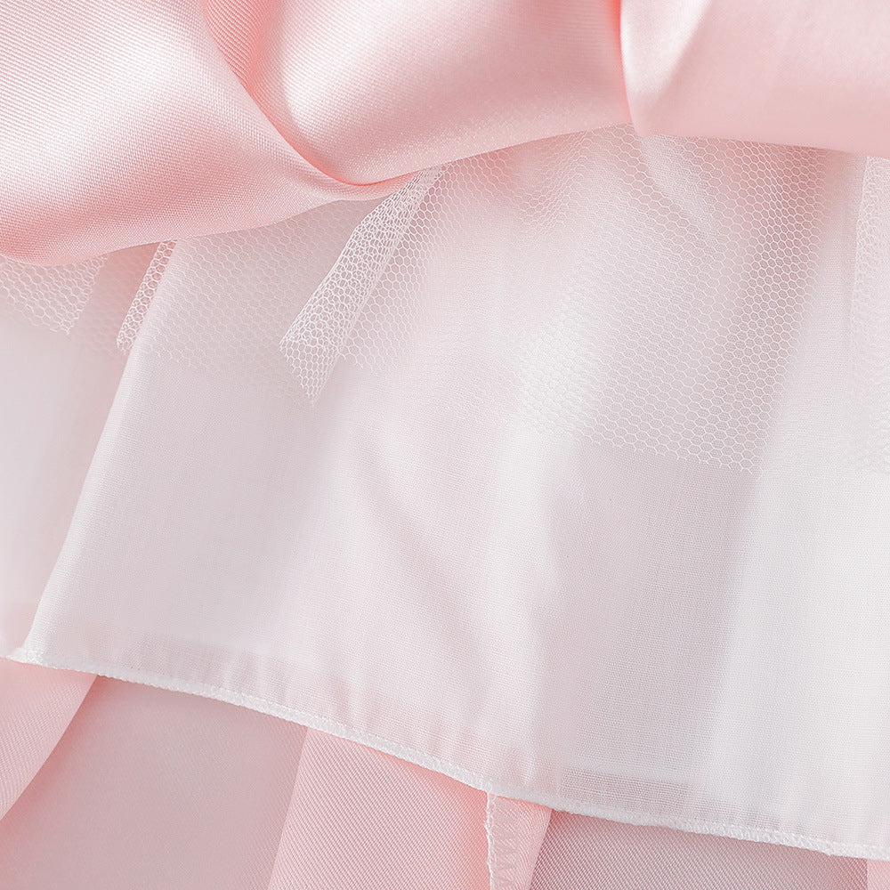 Frocklet Light Pink Toddler Princess Dress with Bow & Ruffles | Satin A-Line Party Dress 10
