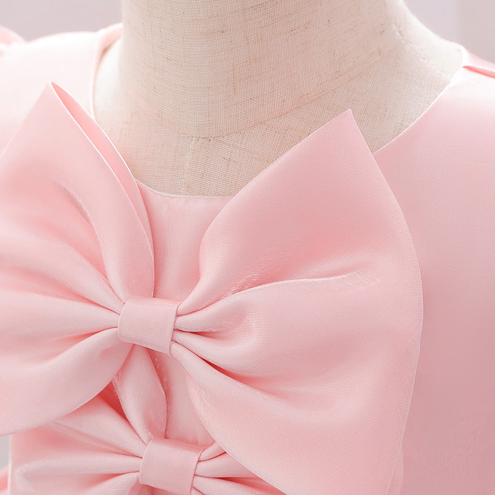 Frocklet Light Pink Toddler Princess Dress with Bow & Ruffles | Satin A-Line Party Dress 6