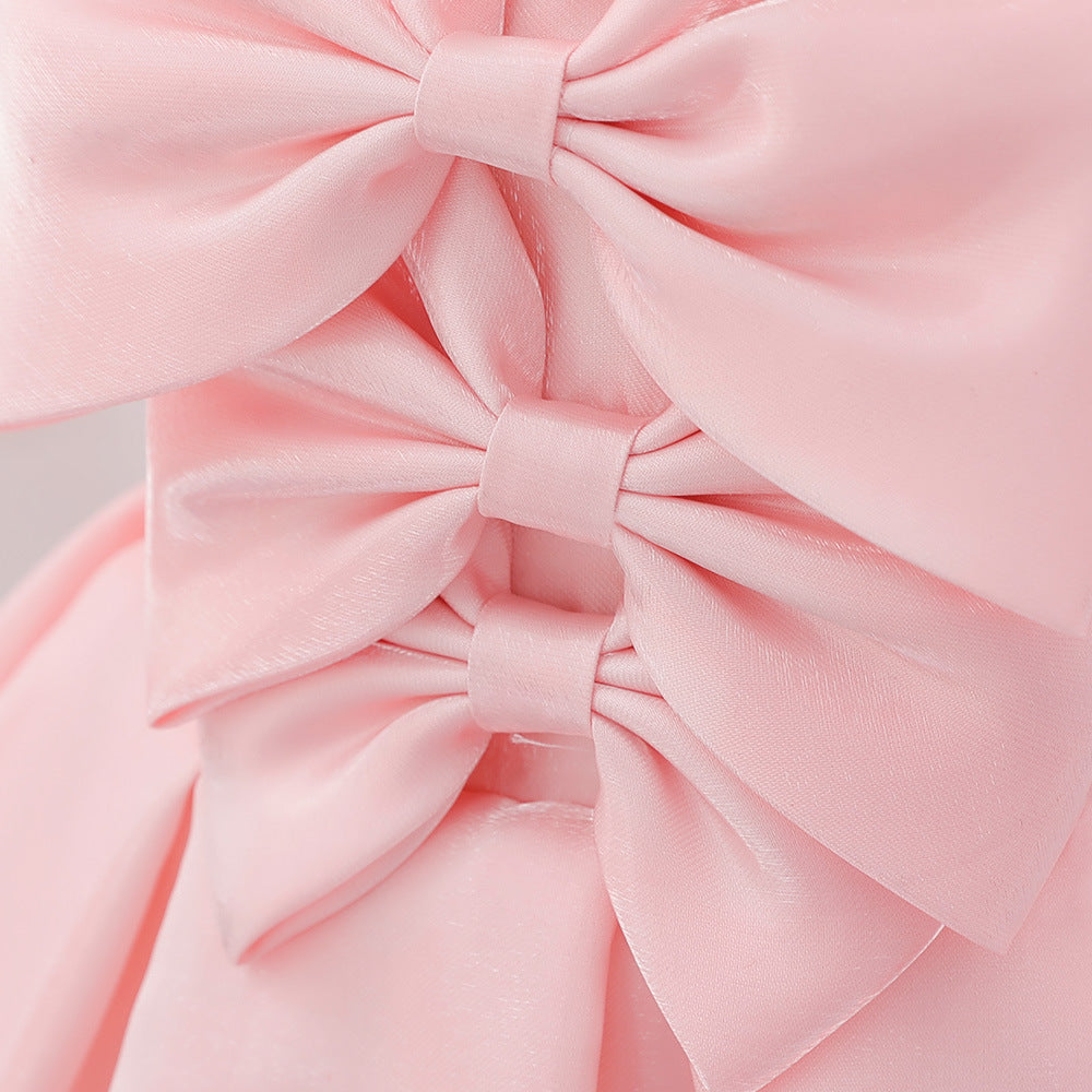Frocklet Light Pink Toddler Princess Dress with Bow & Ruffles | Satin A-Line Party Dress 7