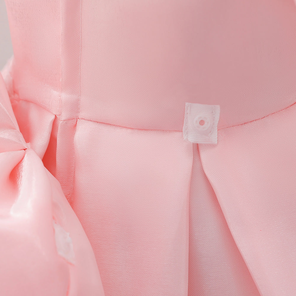 Frocklet Light Pink Toddler Princess Dress with Bow & Ruffles | Satin A-Line Party Dress 9