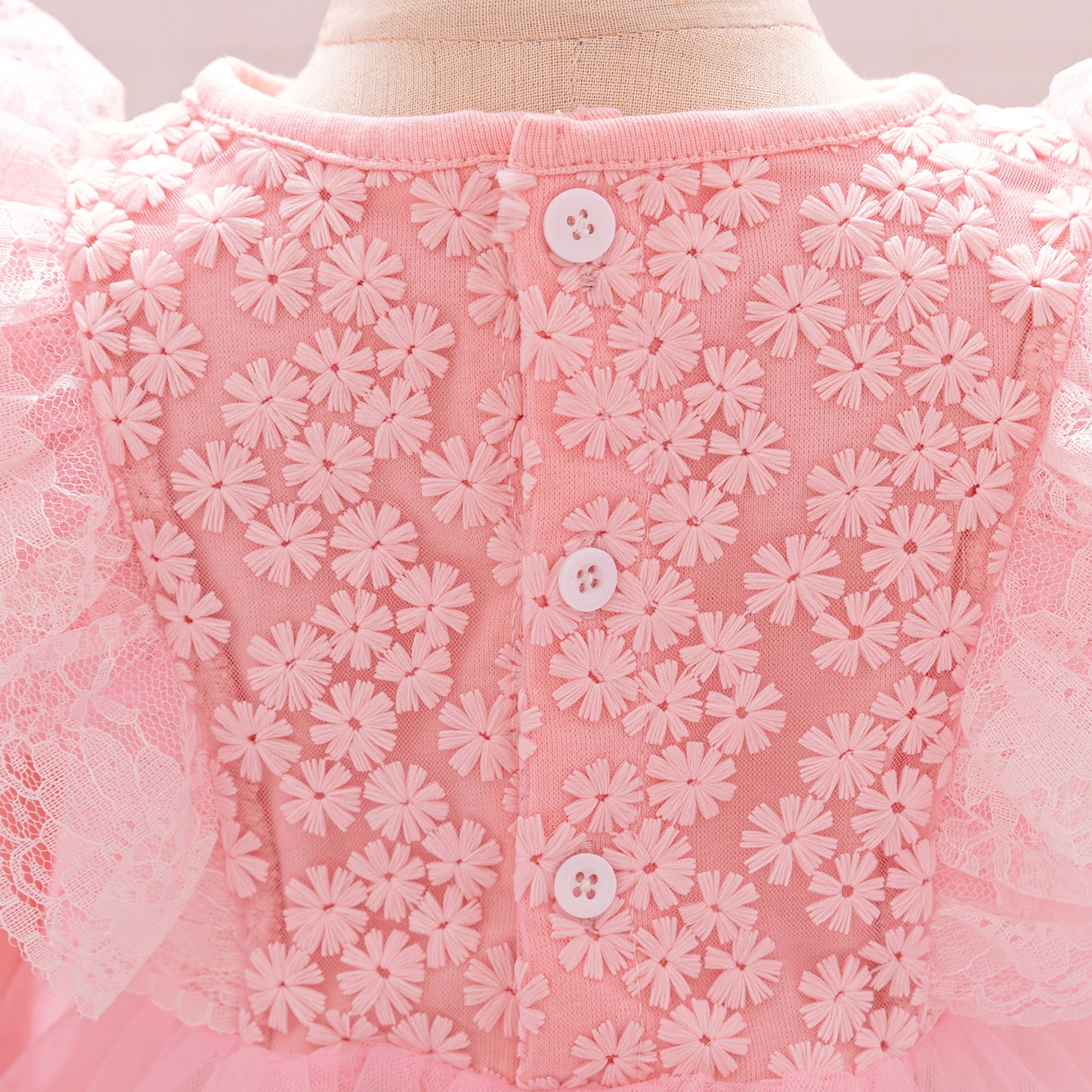 Cute A-line Pink Tulle Princess Dress for Baby & Toddler | Long Sleeve Embroidered Party Gown