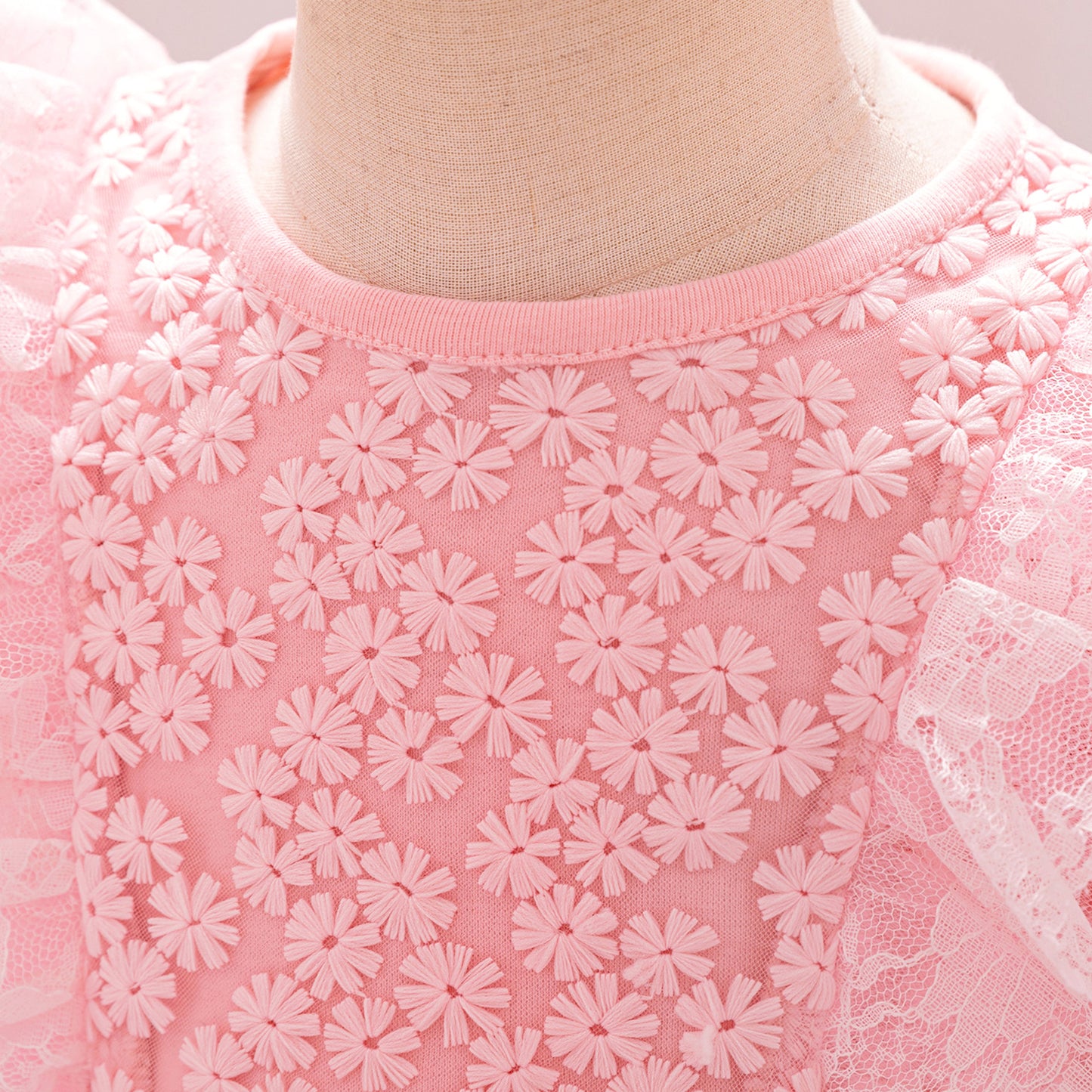 Cute A-line Pink Tulle Princess Dress for Baby & Toddler | Long Sleeve Embroidered Party Gown