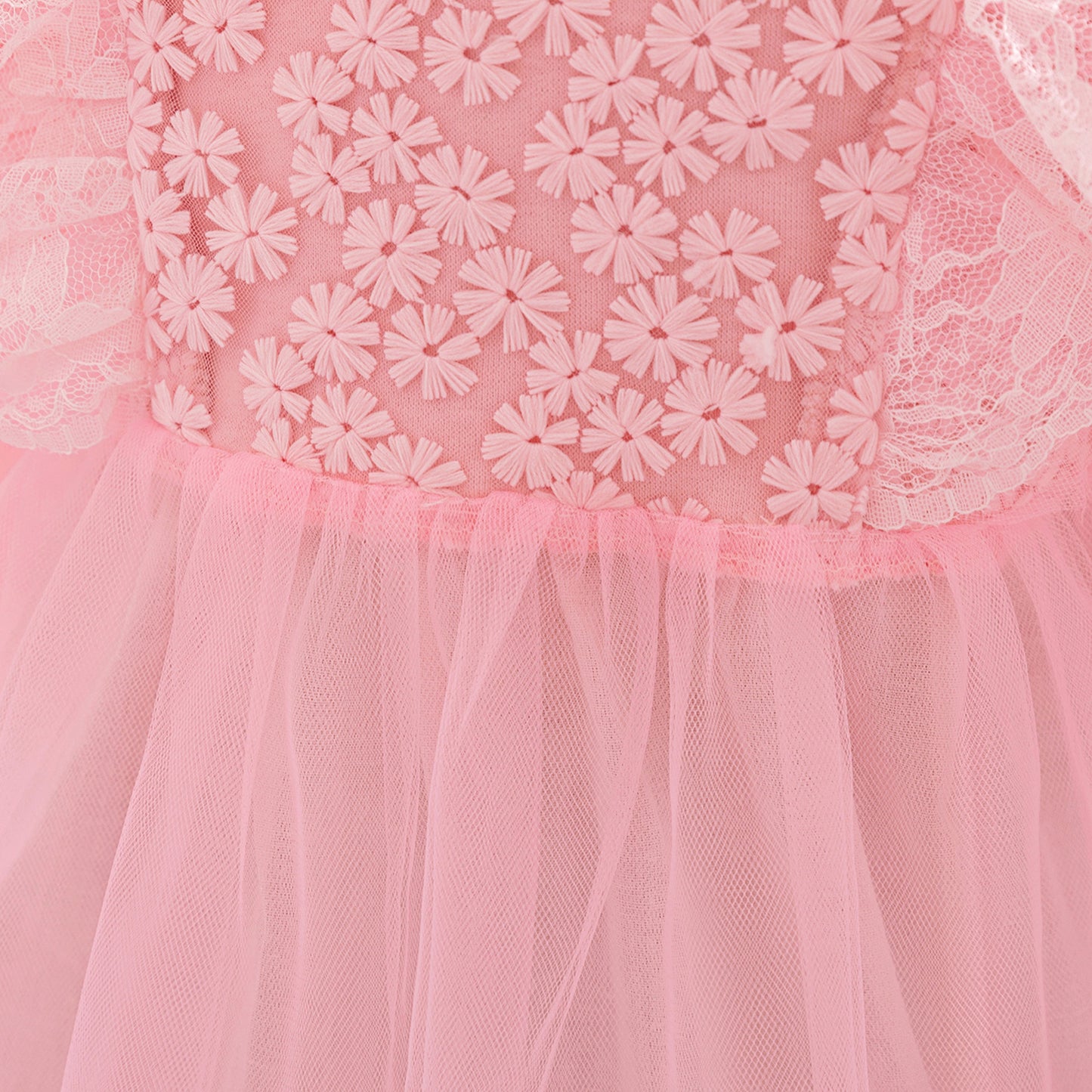 Cute A-line Pink Tulle Princess Dress for Baby & Toddler | Long Sleeve Embroidered Party Gown