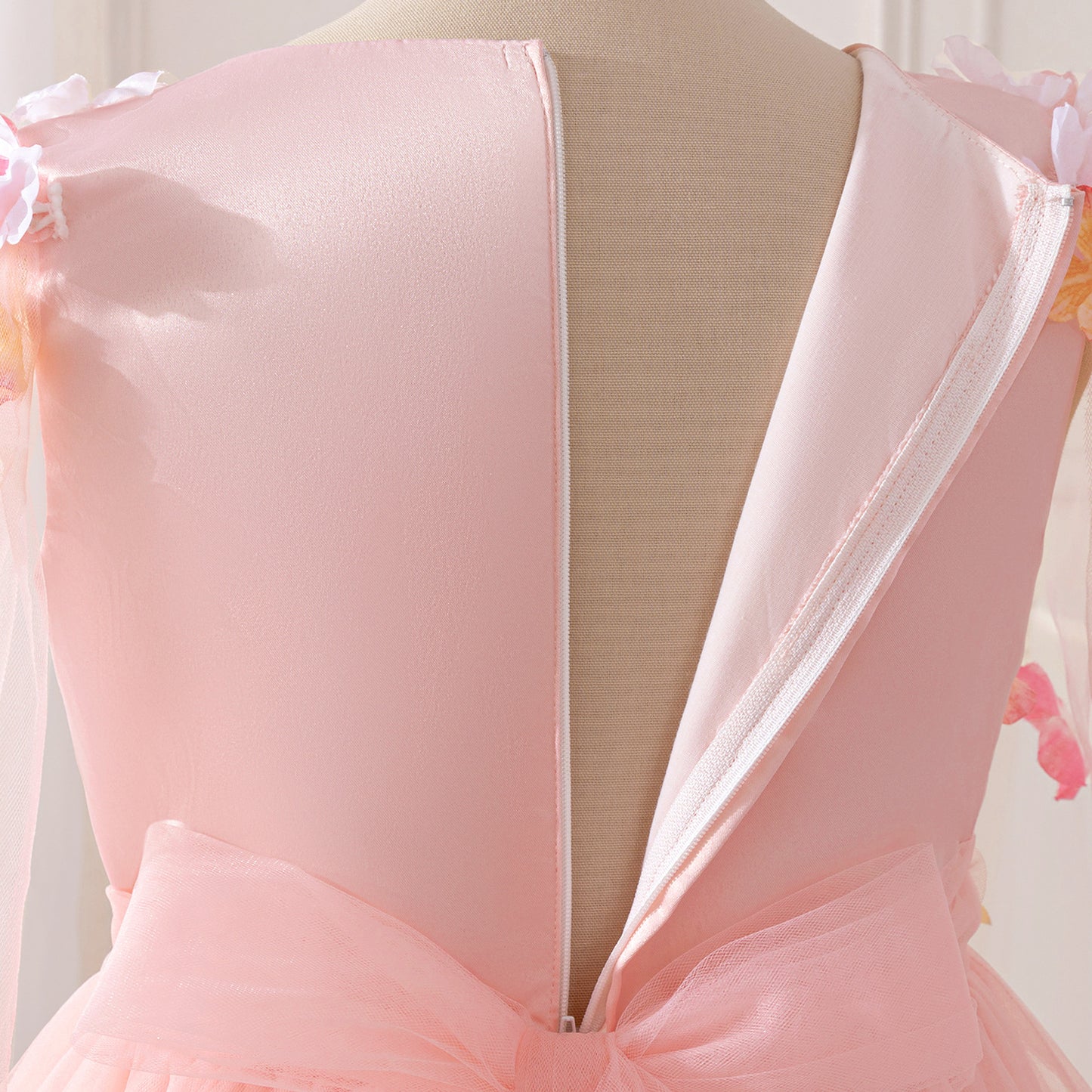 Light Pink Tulle Princess Maxi Dress Long Sleeve for Girls (5-13Y)